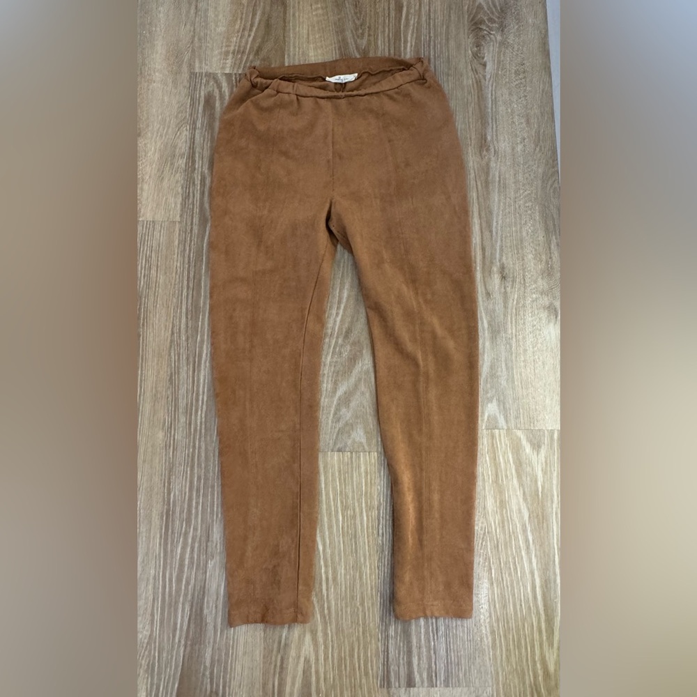 Molly green tan suede leggings L NWT